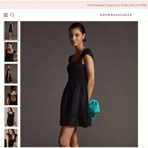 Anthropologie Smocked-Waist Mini Dress